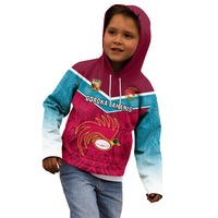 Custom Papua New Guinea Rugby Kid Hoodie Goroka Lahanis PNG Polynesian Pattern - Wonder Print Shop