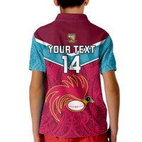 Custom Papua New Guinea Rugby Kid Polo Shirt Goroka Lahanis PNG Polynesian Pattern - Wonder Print Shop