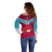 Custom Papua New Guinea Rugby Off Shoulder Sweater Goroka Lahanis PNG Polynesian Pattern - Wonder Print Shop