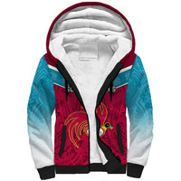 Custom Papua New Guinea Rugby Sherpa Hoodie Goroka Lahanis PNG Polynesian Pattern - Wonder Print Shop