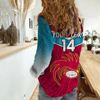Custom Papua New Guinea Rugby Women Casual Shirt Goroka Lahanis PNG Polynesian Pattern - Wonder Print Shop