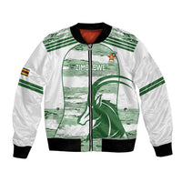 Zimbabwe Rugby Custom Bomber Jacket Come On Sables White Version - Wonder Print Shop