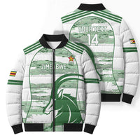 Zimbabwe Rugby Custom Bomber Puffer Jacket Come On Sables White Version - Wonder Print Shop