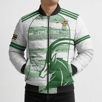 Zimbabwe Rugby Custom Bomber Puffer Jacket Come On Sables White Version - Wonder Print Shop