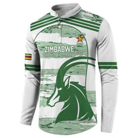 Zimbabwe Rugby Custom Button Sweatshirt Come On Sables White Version - Wonder Print Shop