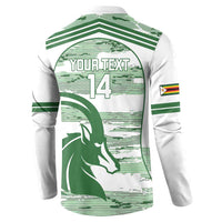 Zimbabwe Rugby Custom Button Sweatshirt Come On Sables White Version - Wonder Print Shop