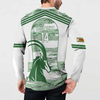 Zimbabwe Rugby Custom Button Sweatshirt Come On Sables White Version - Wonder Print Shop