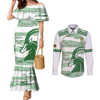Zimbabwe Rugby Custom Couples Matching Mermaid Dress and Long Sleeve Button Shirt Come On Sables White Version - Wonder Print Shop