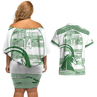 Zimbabwe Rugby Custom Couples Matching Off Shoulder Short Dress and Hawaiian Shirt Come On Sables White Version - Wonder Print Shop
