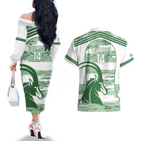 Zimbabwe Rugby Custom Couples Matching Off The Shoulder Long Sleeve Dress and Hawaiian Shirt Come On Sables White Version - Wonder Print Shop