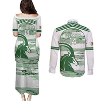 Zimbabwe Rugby Custom Couples Matching Puletasi and Long Sleeve Button Shirt Come On Sables White Version - Wonder Print Shop