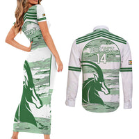 Zimbabwe Rugby Custom Couples Matching Short Sleeve Bodycon Dress and Long Sleeve Button Shirt Come On Sables White Version - Wonder Print Shop