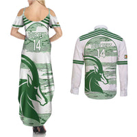 Zimbabwe Rugby Custom Couples Matching Summer Maxi Dress and Long Sleeve Button Shirt Come On Sables White Version - Wonder Print Shop