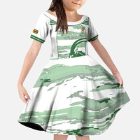 Zimbabwe Rugby Custom Family Matching Off The Shoulder Long Sleeve Dress and Hawaiian Shirt Come On Sables White Version - Wonder Print Shop