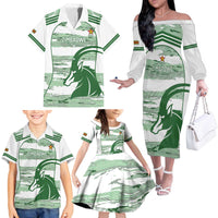 Zimbabwe Rugby Custom Family Matching Off The Shoulder Long Sleeve Dress and Hawaiian Shirt Come On Sables White Version - Wonder Print Shop