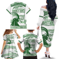 Zimbabwe Rugby Custom Family Matching Off The Shoulder Long Sleeve Dress and Hawaiian Shirt Come On Sables White Version - Wonder Print Shop
