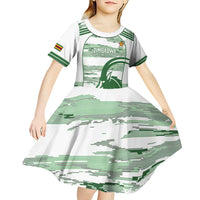 Zimbabwe Rugby Custom Kid Short Sleeve Dress Come On Sables White Version - Wonder Print Shop