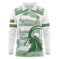 Zimbabwe Rugby Custom Long Sleeve Polo Shirt Come On Sables White Version - Wonder Print Shop