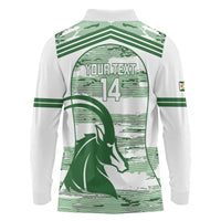Zimbabwe Rugby Custom Long Sleeve Polo Shirt Come On Sables White Version - Wonder Print Shop