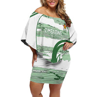 Zimbabwe Rugby Custom Off Shoulder Short Dress Come On Sables White Version - Wonder Print Shop