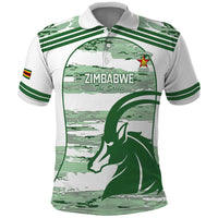 Zimbabwe Rugby Custom Polo Shirt Come On Sables White Version - Wonder Print Shop
