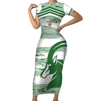 Zimbabwe Rugby Custom Short Sleeve Bodycon Dress Come On Sables White Version - Wonder Print Shop
