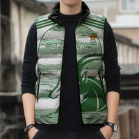 Zimbabwe Rugby Custom Sleeveless Puffer Jacket Come On Sables White Version - Wonder Print Shop