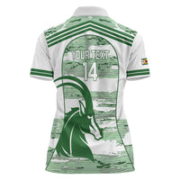 Zimbabwe Rugby Custom Women Polo Shirt Come On Sables White Version - Wonder Print Shop
