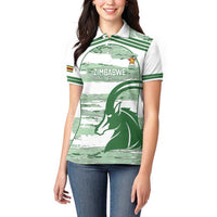 Zimbabwe Rugby Custom Women Polo Shirt Come On Sables White Version - Wonder Print Shop