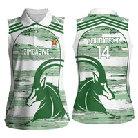 Zimbabwe Rugby Custom Women Sleeveless Polo Shirt Come On Sables White Version - Wonder Print Shop