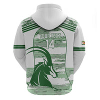 Zimbabwe Rugby Custom Zip Hoodie Come On Sables White Version - Wonder Print Shop