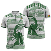Zimbabwe Rugby Custom Zipper Polo Shirt Come On Sables White Version - Wonder Print Shop