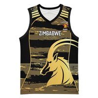 Zimbabwe Rugby Custom Basketball Jersey Come On Sables Gold Black Version - Wonder Print Shop