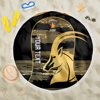 Zimbabwe Rugby Custom Beach Blanket Come On Sables Gold Black Version - Wonder Print Shop