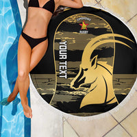 Zimbabwe Rugby Custom Beach Blanket Come On Sables Gold Black Version - Wonder Print Shop