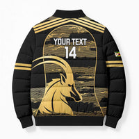 Zimbabwe Rugby Custom Bomber Puffer Jacket Come On Sables Gold Black Version - Wonder Print Shop