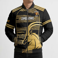 Zimbabwe Rugby Custom Bomber Puffer Jacket Come On Sables Gold Black Version - Wonder Print Shop