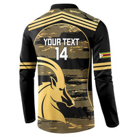 Zimbabwe Rugby Custom Button Sweatshirt Come On Sables Gold Black Version - Wonder Print Shop