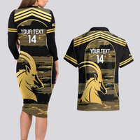 Zimbabwe Rugby Custom Couples Matching Long Sleeve Bodycon Dress and Hawaiian Shirt Come On Sables Gold Black Version - Wonder Print Shop