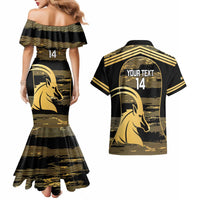 Zimbabwe Rugby Custom Couples Matching Mermaid Dress and Hawaiian Shirt Come On Sables Gold Black Version - Wonder Print Shop