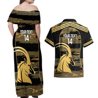 Zimbabwe Rugby Custom Couples Matching Off Shoulder Maxi Dress and Hawaiian Shirt Come On Sables Gold Black Version - Wonder Print Shop
