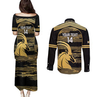 Zimbabwe Rugby Custom Couples Matching Puletasi and Long Sleeve Button Shirt Come On Sables Gold Black Version - Wonder Print Shop