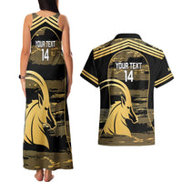 Zimbabwe Rugby Custom Couples Matching Tank Maxi Dress and Hawaiian Shirt Come On Sables Gold Black Version - Wonder Print Shop