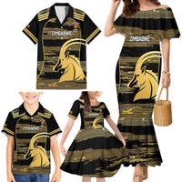 Zimbabwe Rugby Custom Family Matching Mermaid Dress and Hawaiian Shirt Come On Sables Gold Black Version - Wonder Print Shop