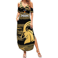Zimbabwe Rugby Custom Family Matching Summer Maxi Dress and Hawaiian Shirt Come On Sables Gold Black Version - Wonder Print Shop