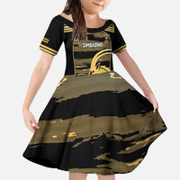 Zimbabwe Rugby Custom Family Matching Tank Maxi Dress and Hawaiian Shirt Come On Sables Gold Black Version - Wonder Print Shop