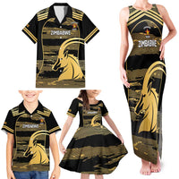 Zimbabwe Rugby Custom Family Matching Tank Maxi Dress and Hawaiian Shirt Come On Sables Gold Black Version - Wonder Print Shop