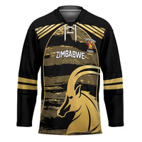 Zimbabwe Rugby Custom Hockey Jersey Come On Sables Gold Black Version - Wonder Print Shop