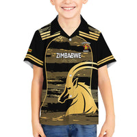 Zimbabwe Rugby Custom Kid Hawaiian Shirt Come On Sables Gold Black Version - Wonder Print Shop