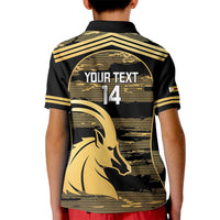 Zimbabwe Rugby Custom Kid Polo Shirt Come On Sables Gold Black Version - Wonder Print Shop
